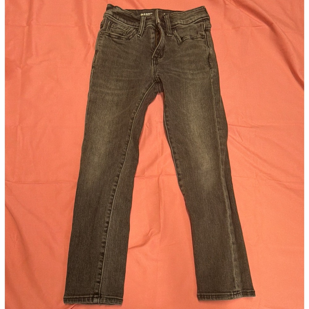 Old Navy Girls 6 Slim Skinny Gray Dark Wash Denim Jeans Stretch Pockets